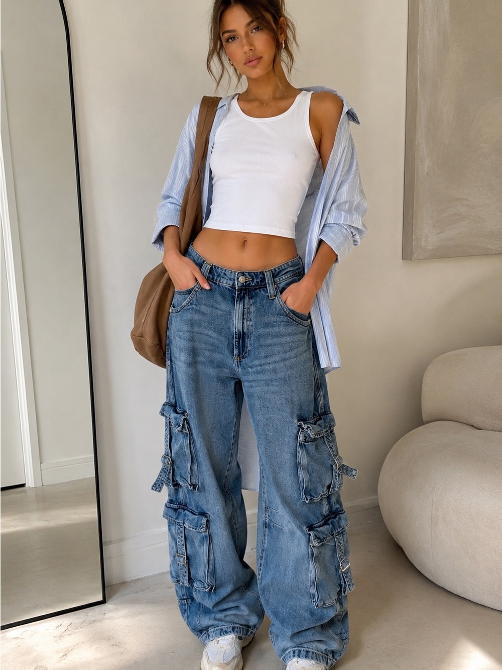 Zara Light Blue Denim carpenter Jeans